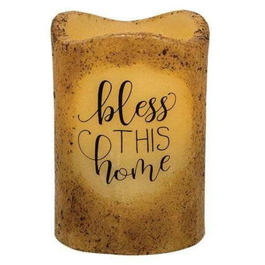 Bless this Home Timer Pillar Candle - The Fox Decor